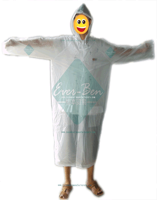 Long size PVC raincoat-Transparent white mens pvc raincoat
